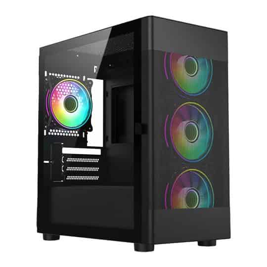 Vida Zephyr Black Tempered Glass Micro-ATX PC Gaming Case